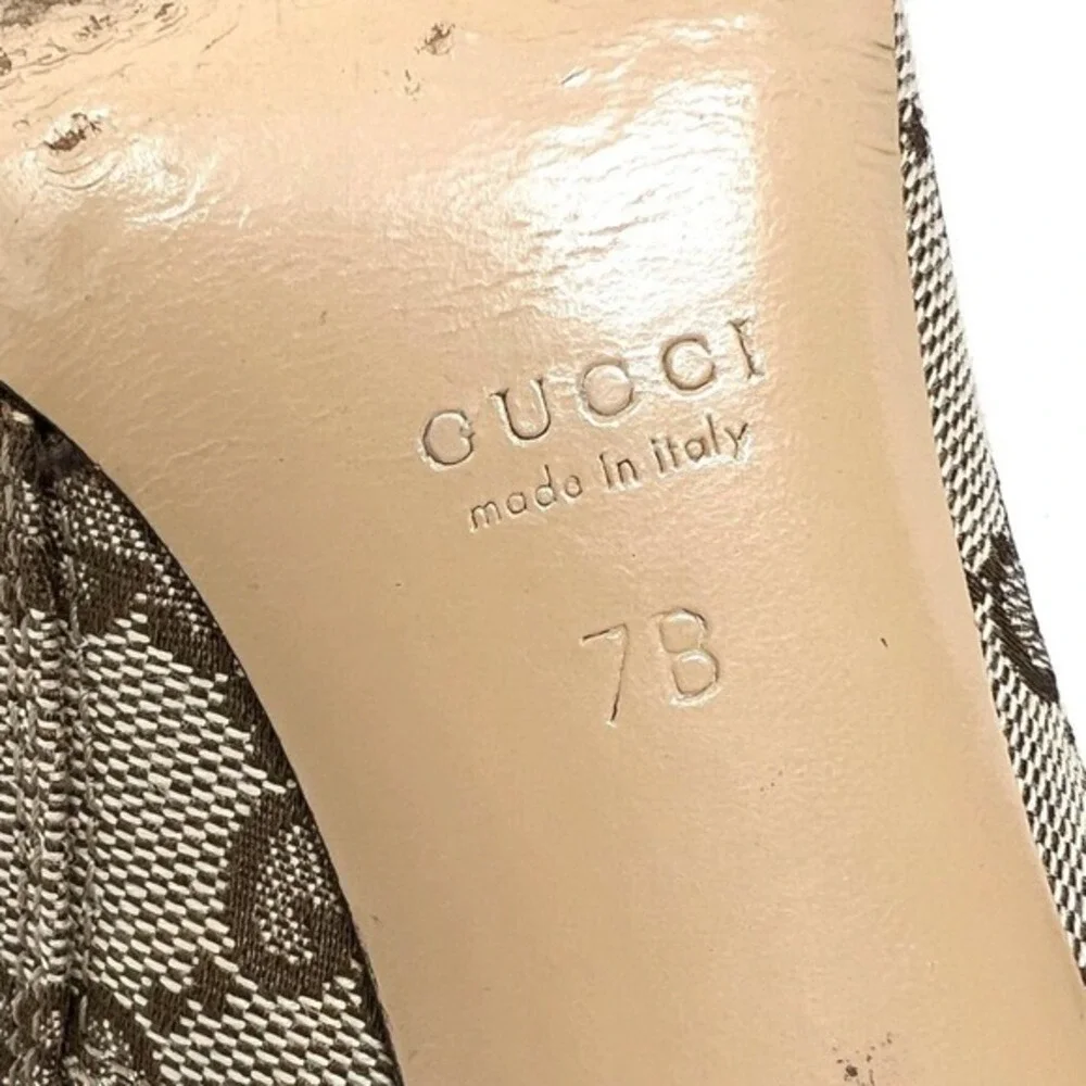 Gucci GG Monogram Ankle Boots Brown Canvas Heeled Booties 7 Y2K‎